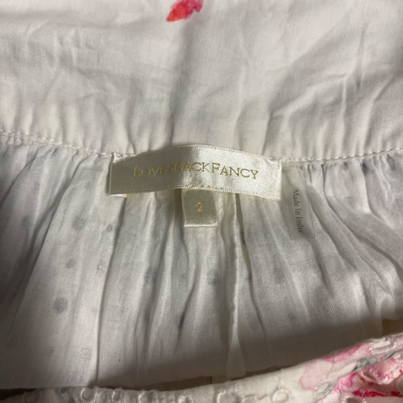 LoveShackFancy Aventi Gathered Floral Print Cotton Skirt - Size 2 - Picture 11 of 12